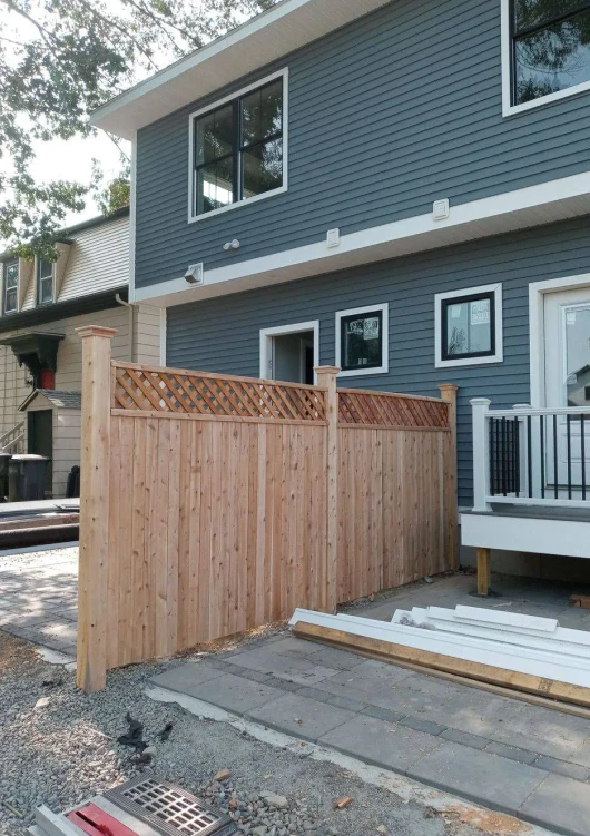 newly installed wooden fence